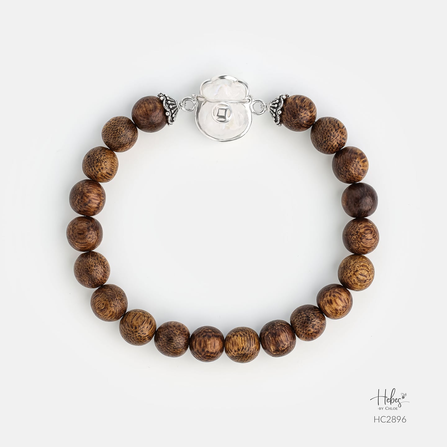 Vietnamese Agarwood Moonstone Fortune Pouch Bracelet HC2896